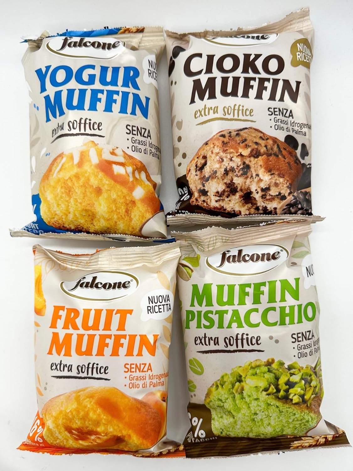 Falcone Muffin assortiti da 18 muffin da 50gr in gusti FRUIT, CIOKO, YOGURT e PISTACCHIO - Buon Mattino - Hotel - Albergo