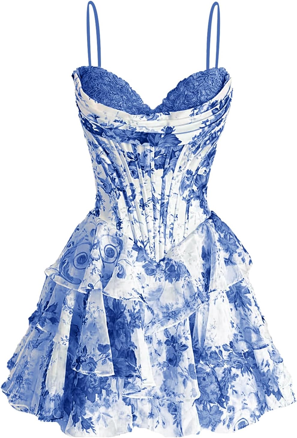 Spaghetti Straps Short Homecoming Dresses for Teens 2026 A Line Corset Tiered Cocktail Party Dress