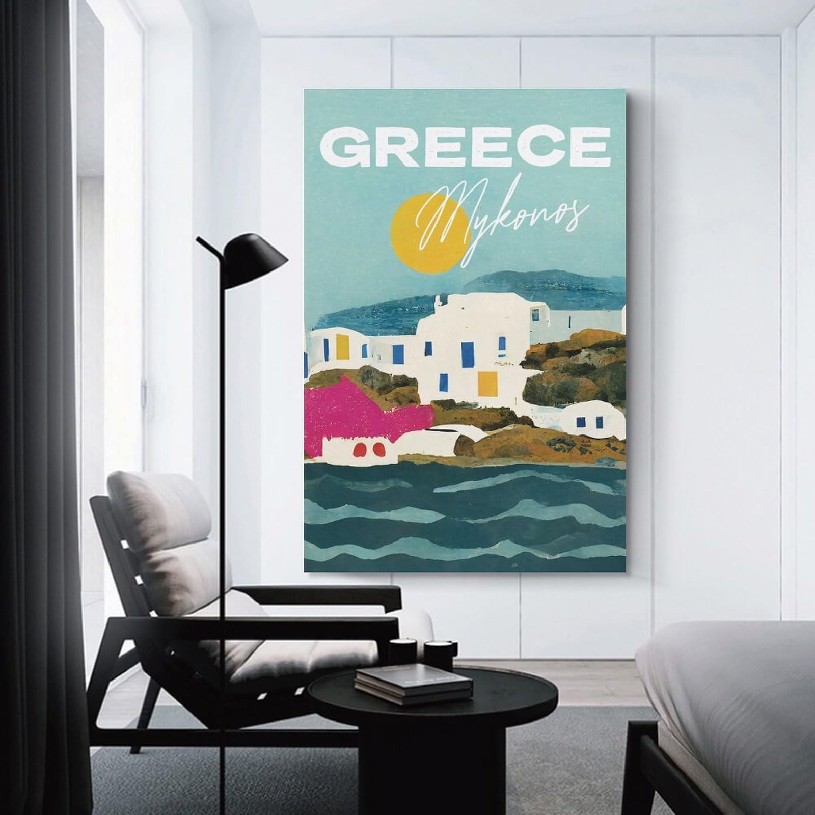 Junmoney Sun over Mykonos Greece Wall Art Print 08x12inch(20x30cm), for Art Walls, Layered Displays Or Homes, Wall Decor Suited to Curated Displays