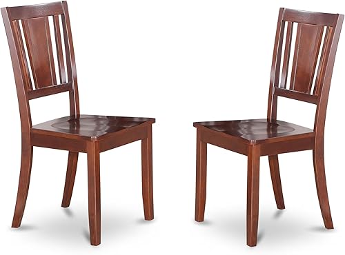 East West Furniture DUC-MAH-W Dudley Sillas de comedor  Sillas de asiento de madera con respaldo de listones, juego de 2, caoba