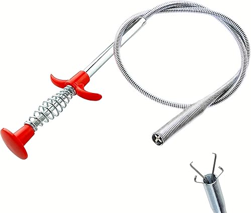 Miniatura 9 de Serpiente de drenaje, removedor de obstrucciones de drenaje, herramientas de limpieza de canalones, limpiador de drenaje para inodoro, 63.0 in,24