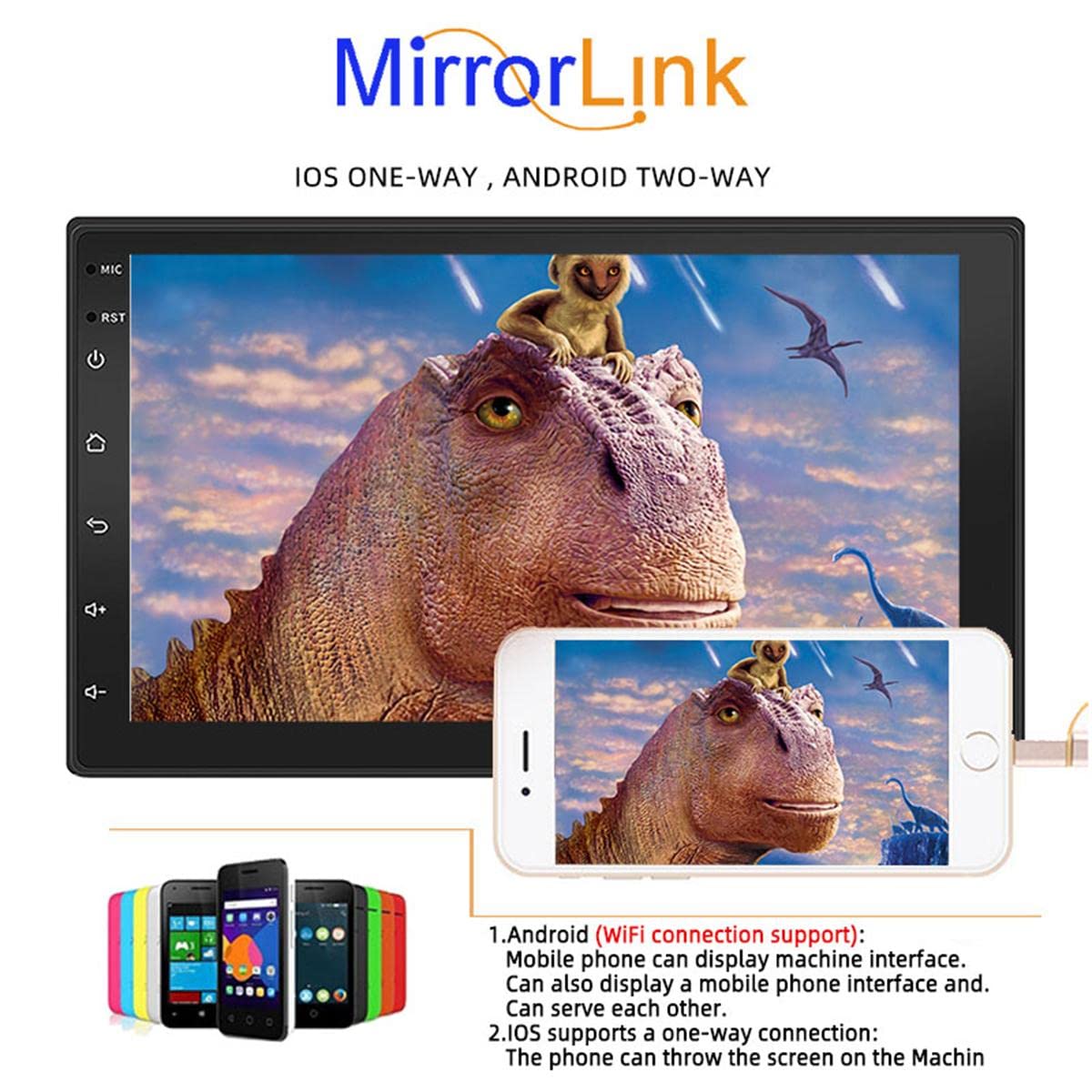 2 Din 7 cal Android Uniwersalny Bluetooth GPS Samochód Nawigacji Stereo Lustro Link FM Wifi Radio Samochodowe Odtwarzacz Multimedialny