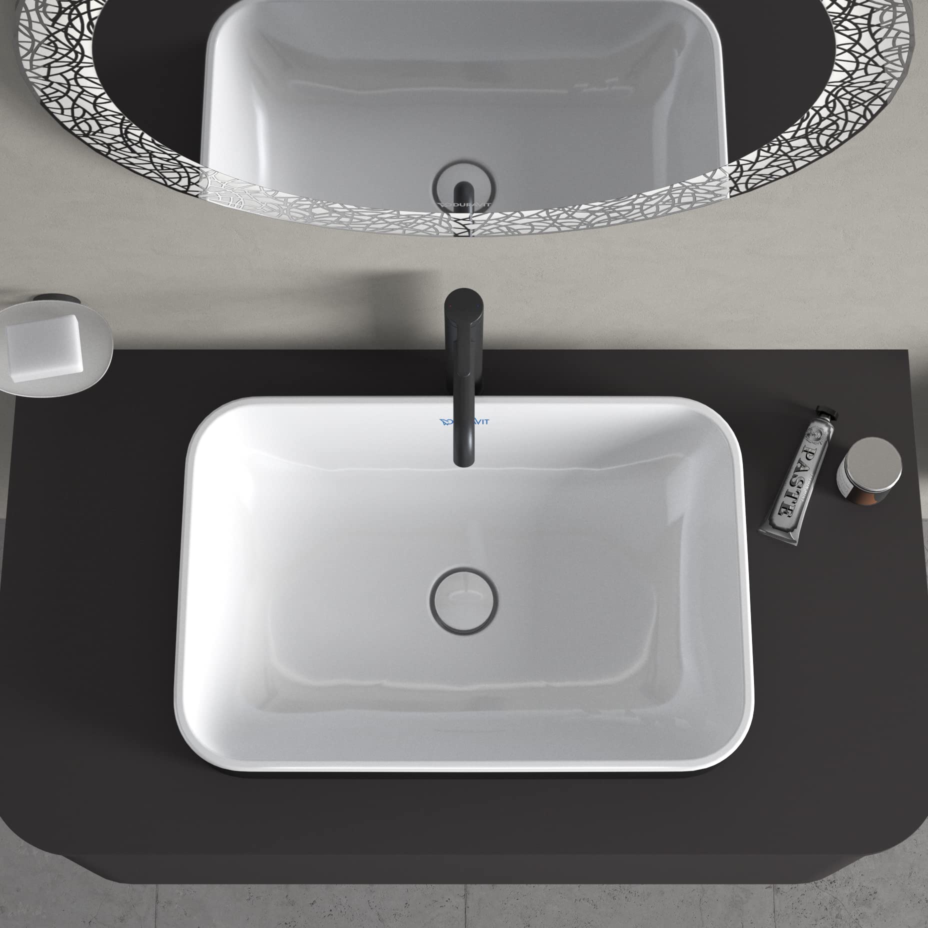Duravit Manhattan Waschtischarmatur Größe M – Schwarz Matt, Mit Zugstangen-Ablauf, AirPlus & EasyClean