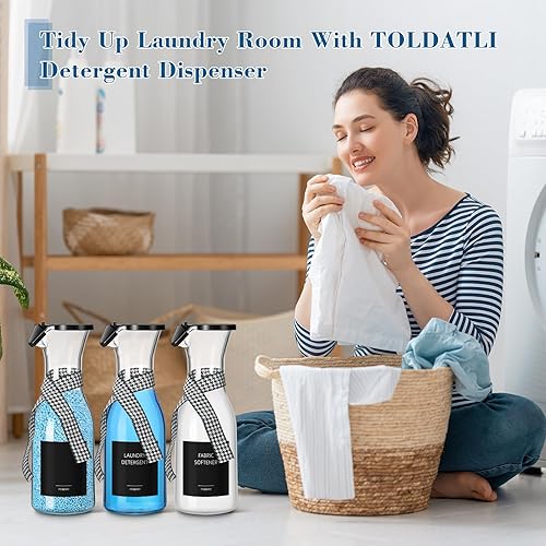 Miniatura 7 de TOLDATLI Dispensador de detergente para lavandería para organización de lavandería, dispensador de jabón para decoración de lavandería, dispensador