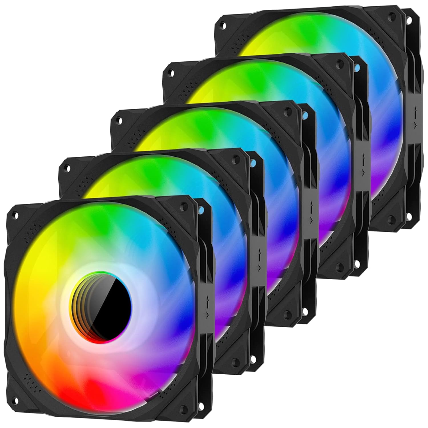 novonest Ventiladores de 120 mm para ordenador de refrigeración silenciosa de 5 V ARGB,placa base SYNC con Hub,espejo de alto rendimiento ARGB LED PWM ventilador compatible con Asus Aura Sync,UA0107-5