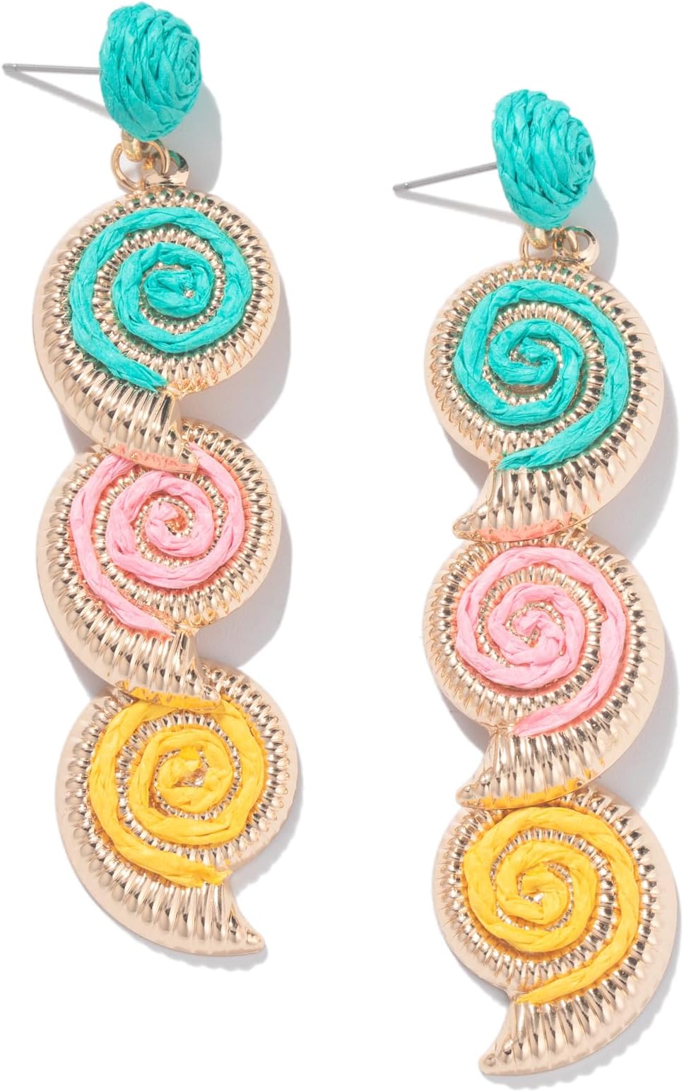 Boho Raffia Earrings Starfish Shell Seashell Dangle Drop Earrings Cute Statemnet Trendy Jewelry Summer Beach Outfits for Women