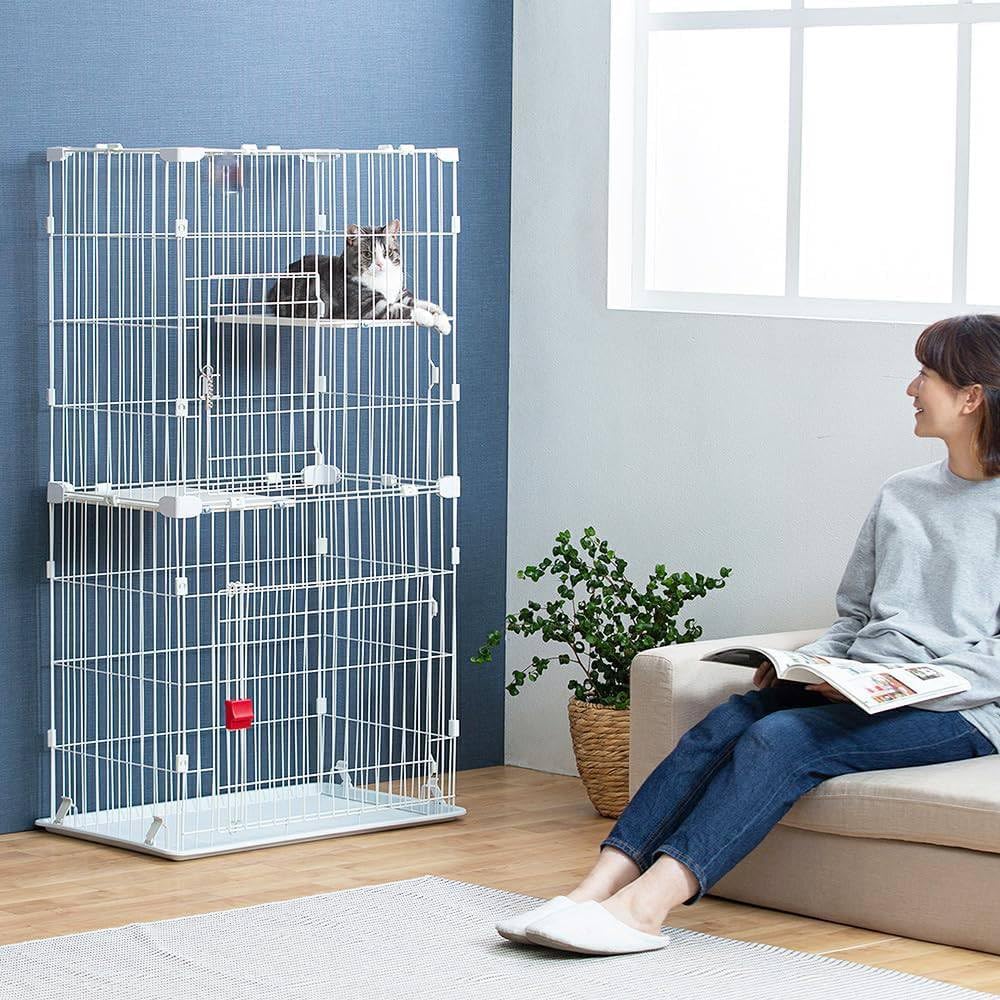 Amazon.co.jp: スリム キャットケージ 2 段 ホワイト : ペット用品
