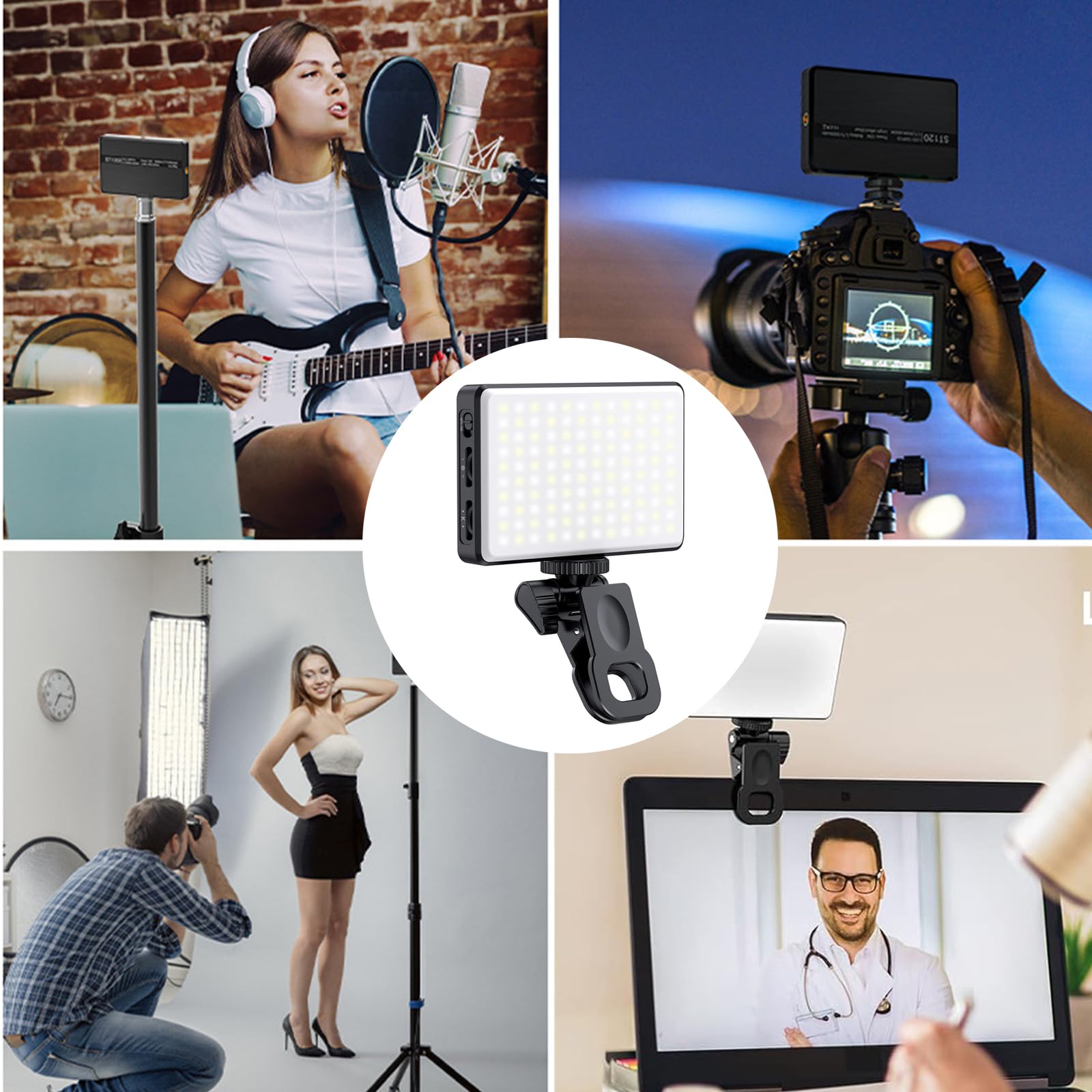 Lampe à selfie LED pour téléphone, 120 LED, 3 modes d'éclairage et réglage de la luminosité, clip vidéo pour téléphone, appareil photo, ordinateur portable, iPad pour maquillage TikTok Selfie