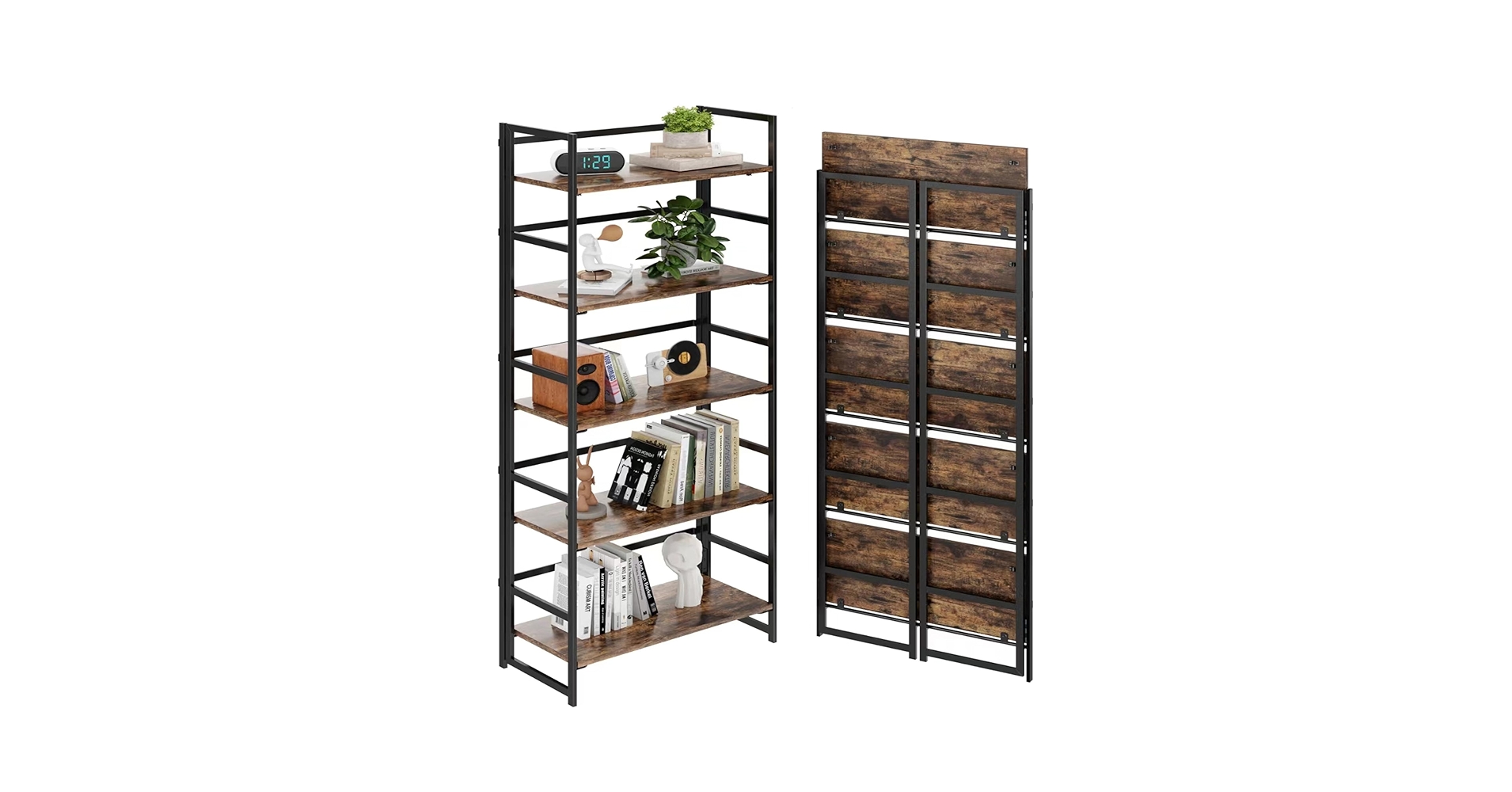 【送料無料】Vintage Multi Shelf Amazon.com: BHG Vintage Multifunctional Folding Bookshelf