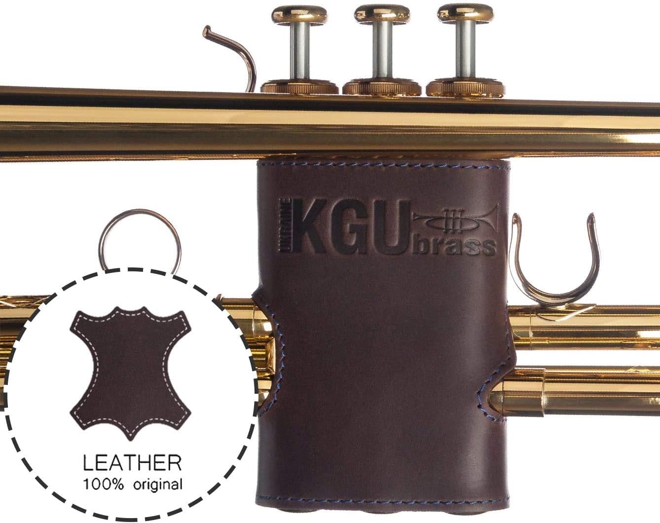 Trumpet valve guard by KGUBrass is the leather trumpet valve protector made of luxurious mild and thick material; use as protection from corrosion, scratches and stains (Brown (Blue thread))