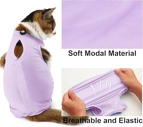Miniatura 9 de Traje de recuperación para gatos, traje de recuperación quirúrgica para gatos para heridas abdominales o enfermedades de la piel, mameluco de gato