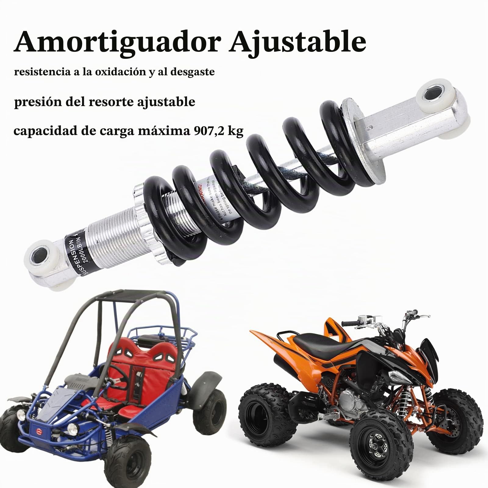 Amortiguador de moto Amortisseur de suspension Arrière 215mm Amortisseur Réglable de Remplacement de 2000 Lbs pour Mini VTT