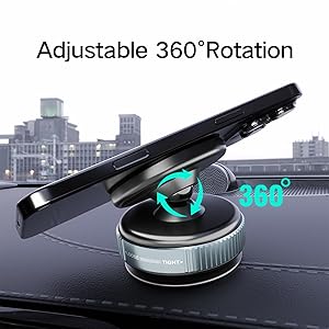 Ultra Vacuum Magnetic Suction Car Phone Holder, 360 Rotatable Car Phone Mount, Suction Cup Car Phone Mount for iPhone 16/15/14/13/12 & All Smartphones, Hands-Free Holder for Car/Mirror/Glass