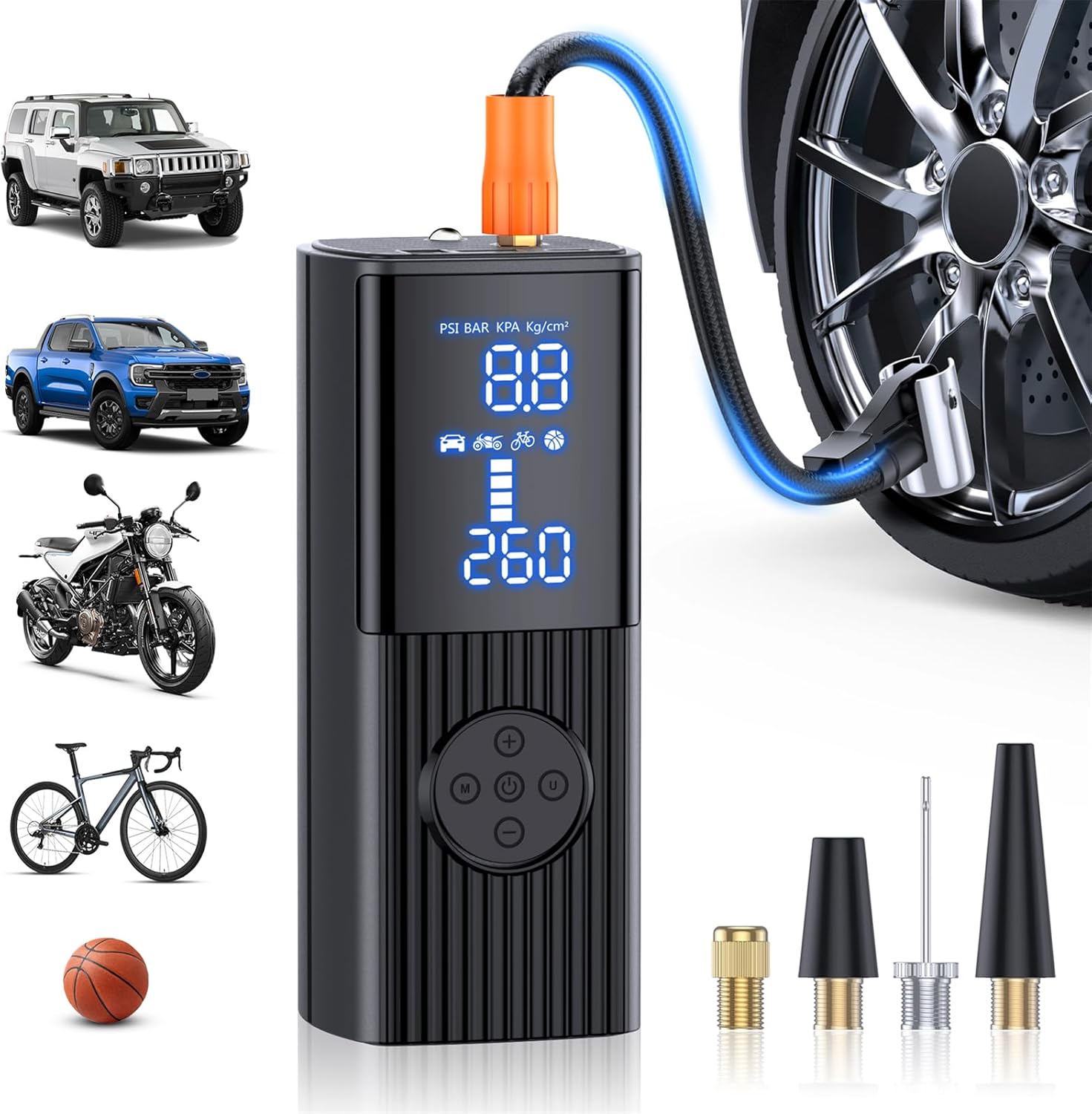 Tire Inflator Portable Air Compressor, 180PSI 25000mAh Portable Air Compressor with Accurate Pressure Gauge, 3X Faster Inflation Cordless Air Pump Tire Inflator Portable Air Compressor, 180PSI 25000mAh Portable Air Compressor with Accurate Pressure Gauge, 3X Faster Inflation Cordless Air Pump