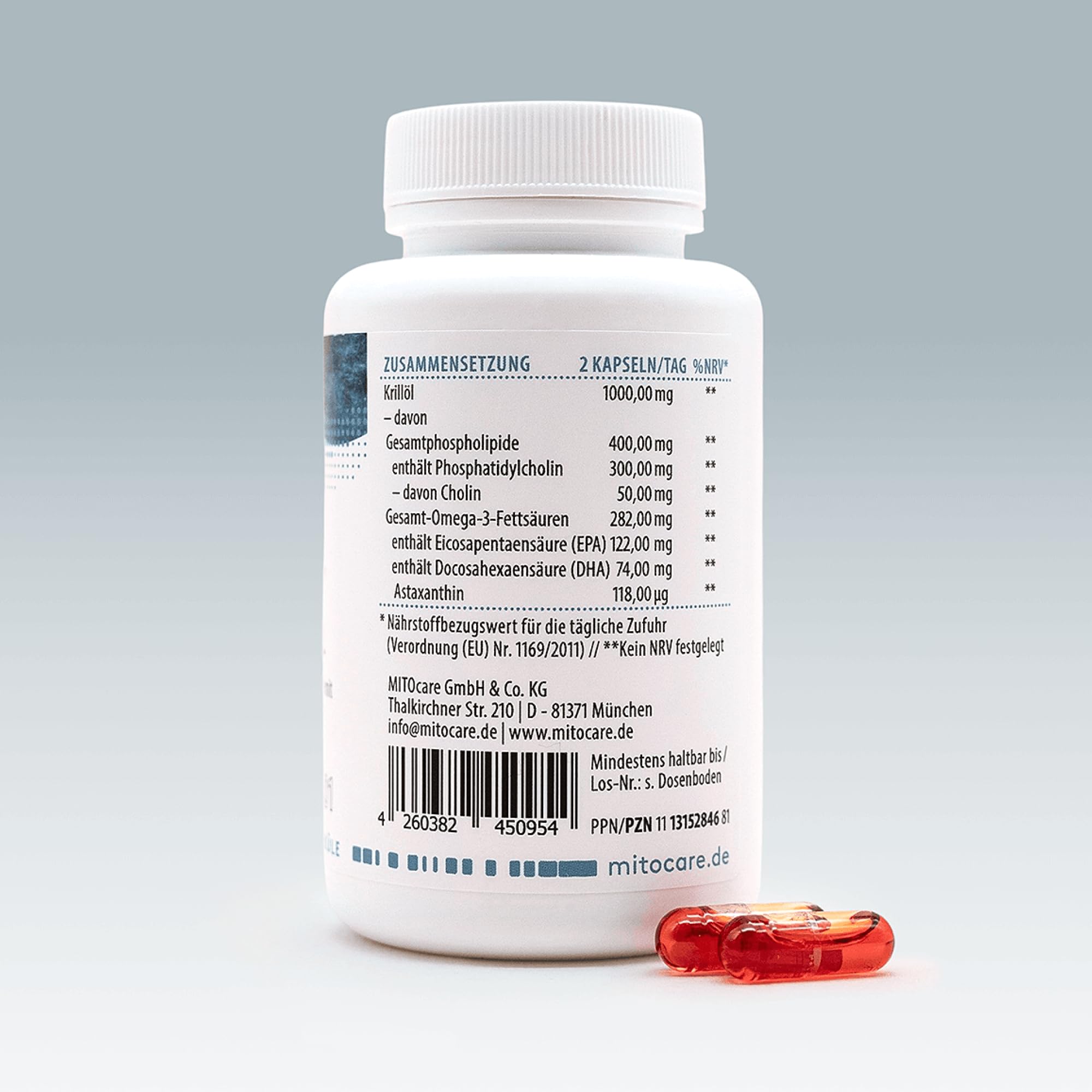 MITOcare Omega PL - Omega 3 Kapseln hochdosiert + Krillöl 1000 mg Tagesdosis - Premium Fettsäurenkomplex -vegan - Monatspackung mit 60 Kapseln - Produziert in Deutschland