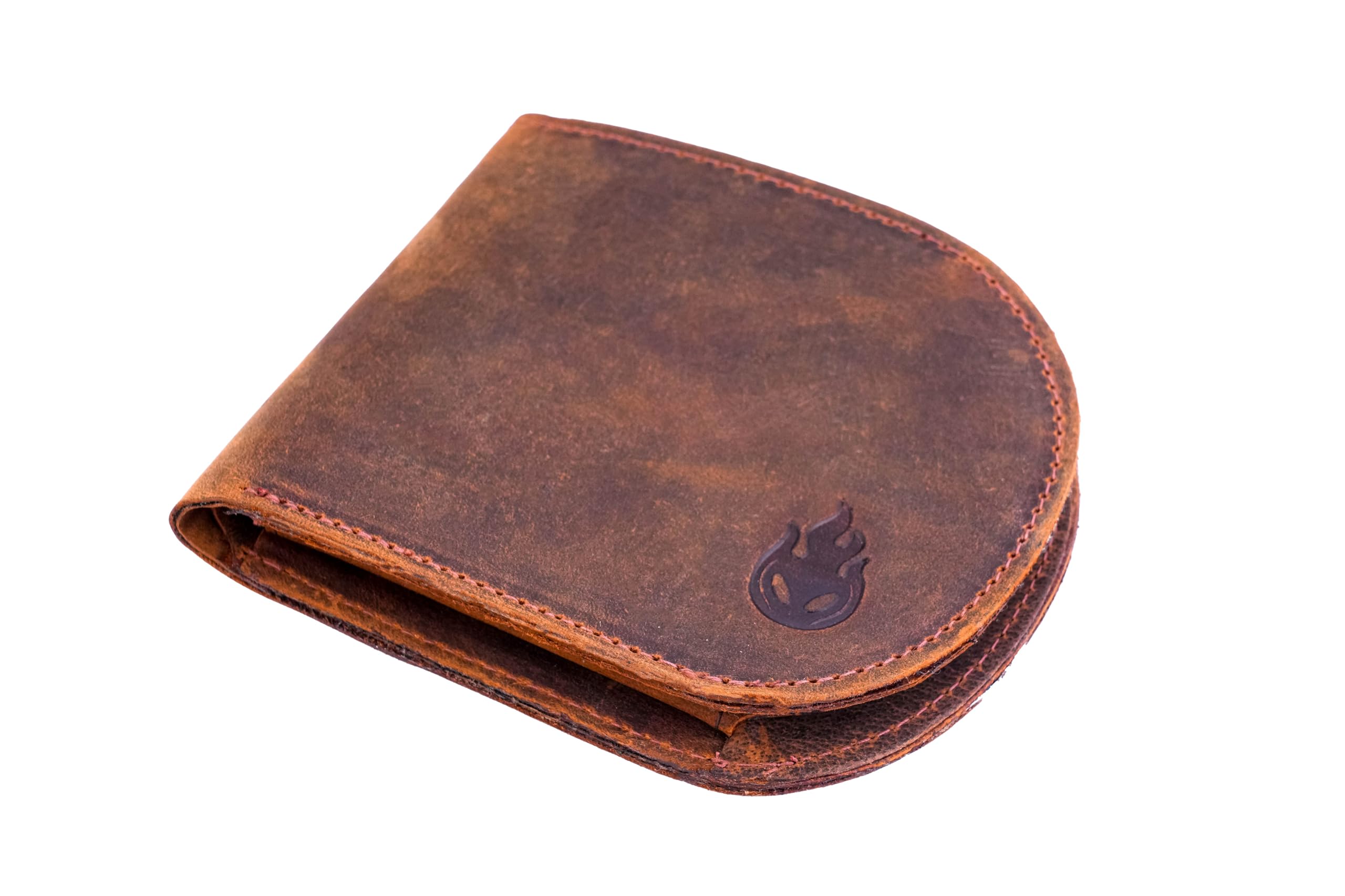 Maroon Asteroid Mens RFID Blocking Bifold Wallet, Genuine Leather RFID-Blocking Card Holder Wallet for Men with Coin Pocket, Minimalist Slim Billfold