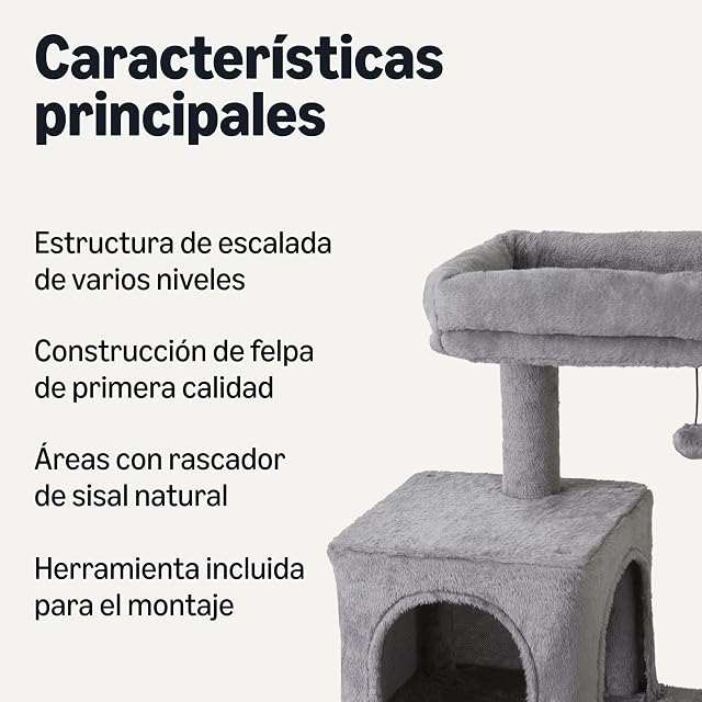 Foto 2 de 5 de Amazon Basics Árbol para Gatos de Interior, Torre para Gatos de Varios Niveles con rascador, acogedora Hamaca…
