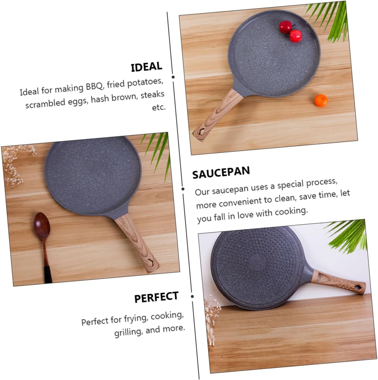 Non-stick Frying Pan Lid Pan Pancake Cooking Steak Omelette Easy to Clean