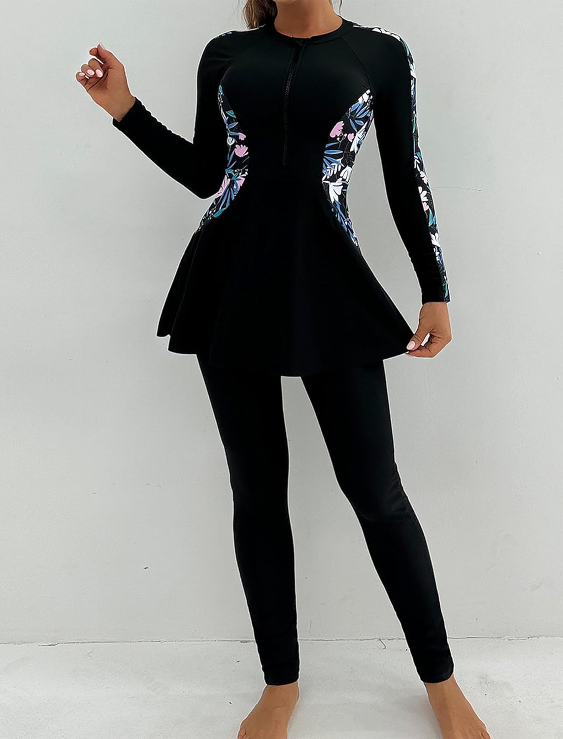 IDOPIP Muslim Swimsuits for Women Modest Burkini Islamic Arabic Swimwear Full Cover Long Sleeve Rash Guard Pants Bathing Suit - Image 2