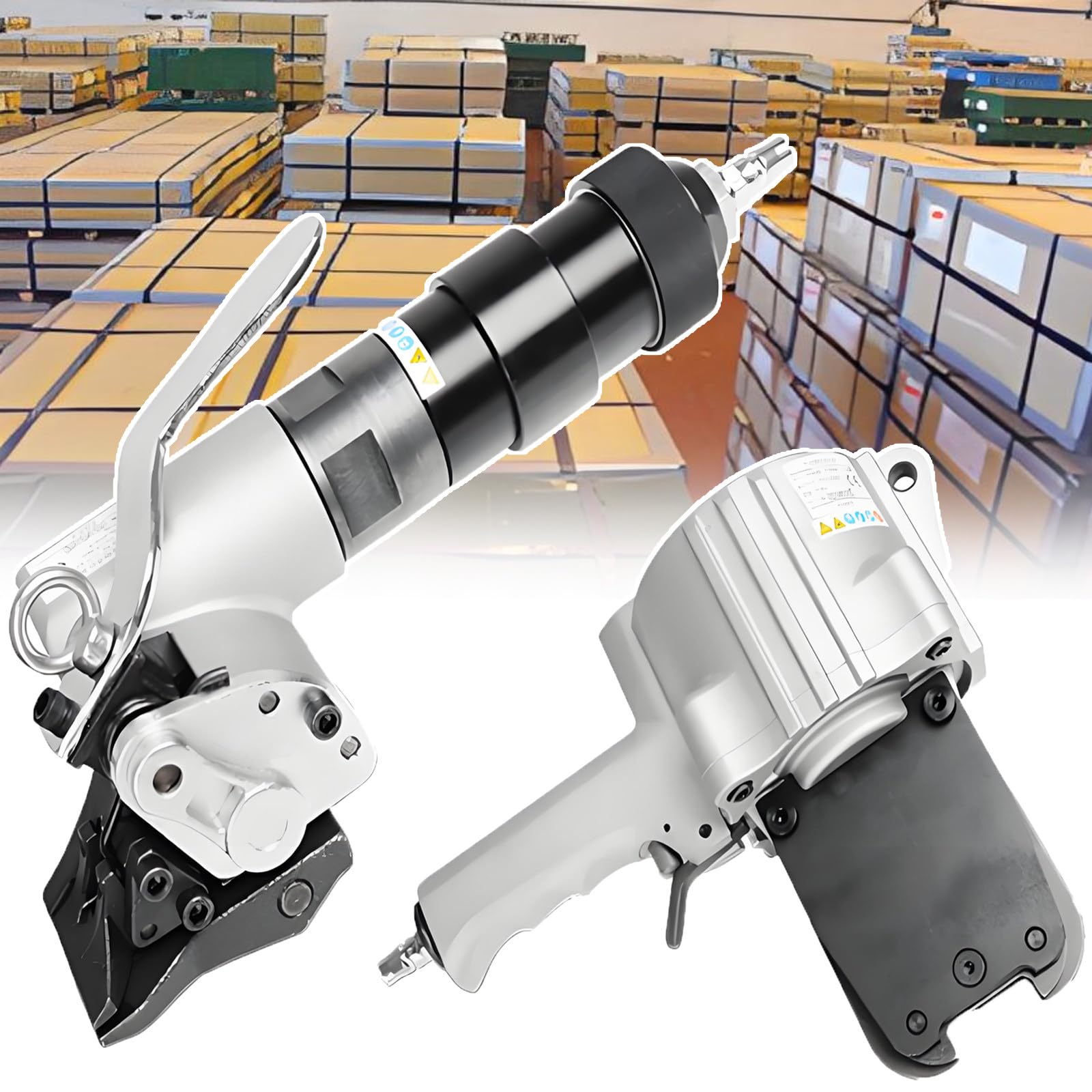YXZYFPP Professional Tensioner And Cutters Sealer - Heavy Duty Pneumatic Steel Strapping Machine,Metal Strapping Tool,8500n & 40 Packages/Min For Steel Strap Packaging 25mm (size_name 19mm)