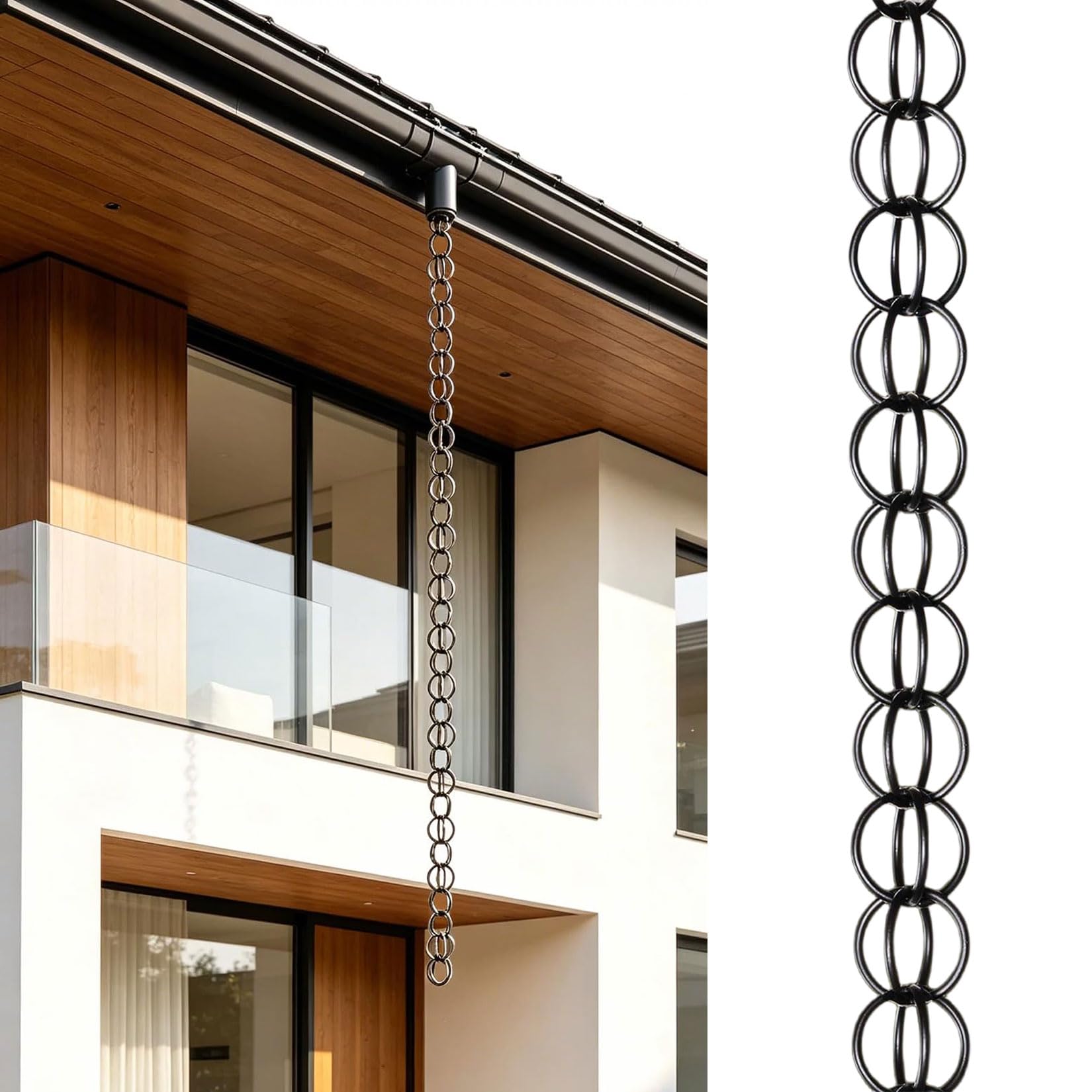 UZAMIRLEX Rain Chain, Aluminum Double Loop Rain Chain Rainwater Diverter Downspout Replacement Multiple Sizes(8m(26.3ft))