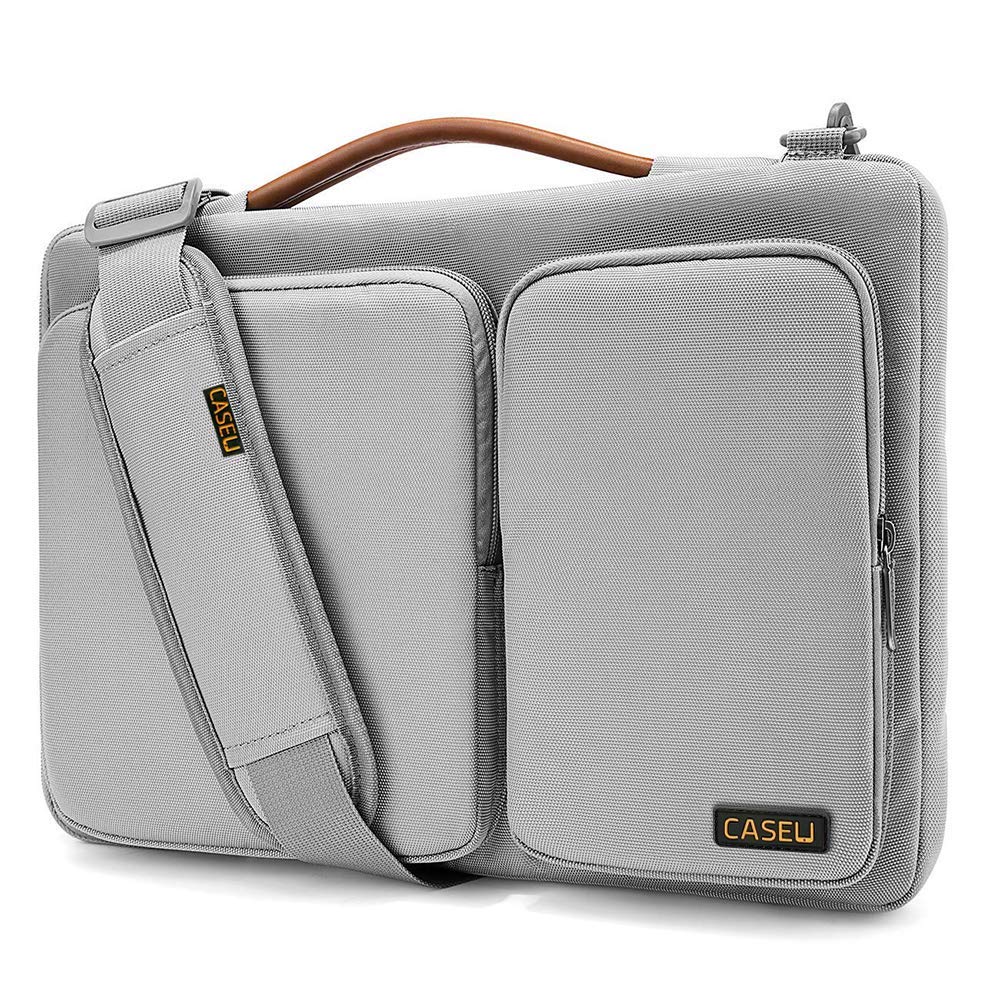 CASE U Unisex Polyester 13-14 Inch 360 Degree Protective Laptop Bag (Grey)