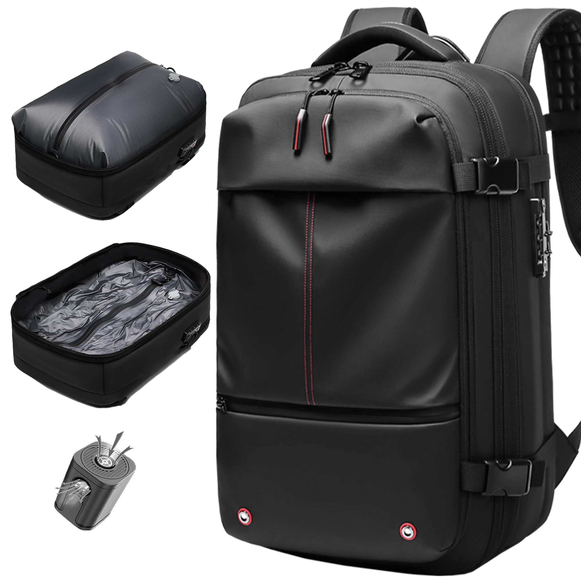 Vacuum Backpack Travel, Airback Backpack with Vacuum Compression, 17”Laptop Expandable Carry on Backpack