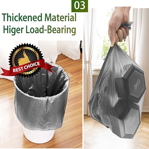 Miniatura 4 de Bolsa de basura de 4 galones, bolsas de basura pequeñas, bolsas de basura gris oscuro de 15 litros, 100 unidades