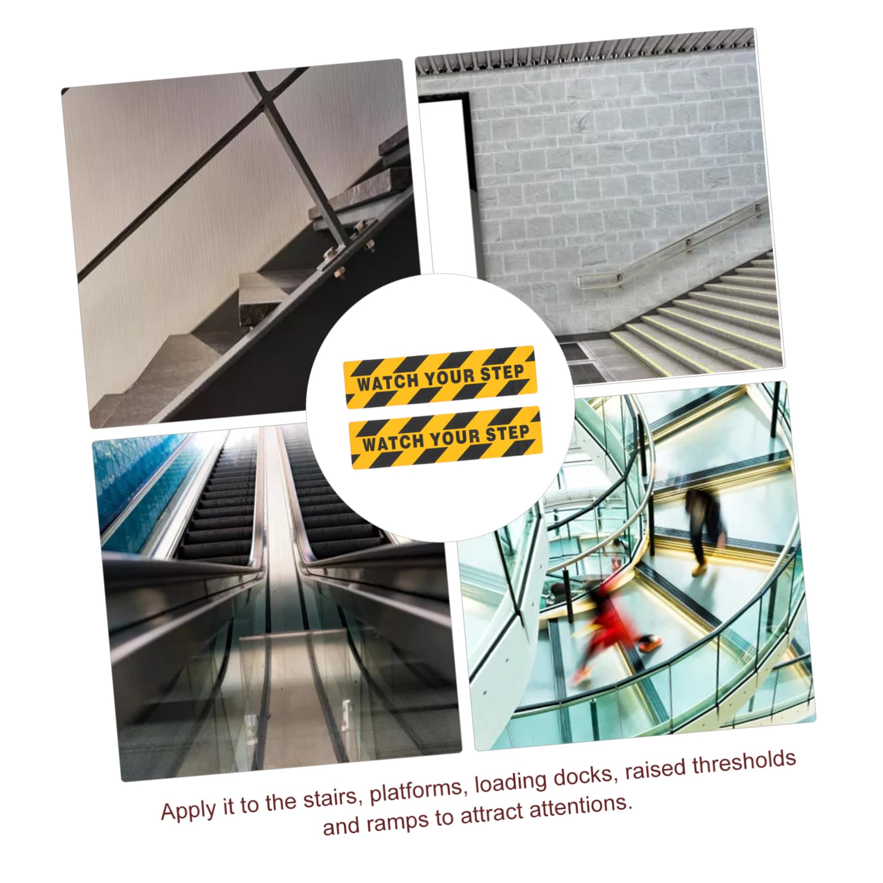Zerodeko 5 Series Pegatinas Antideslizantes Adhesivas De Advertencia Para Escaleras Y Superficies De Uso Interior Y Exterior Alta Visibilidad Watch Your Step 2 Piezas X 5