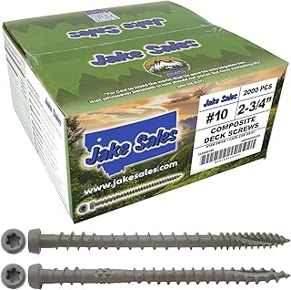 Jake Sales #10 x 2-3/4" Gray Colored Composite Decking Wood Screw with Torx/Star Drive Head - Exterior Coated - ACQ Lumber Compatible - 22 POUNDS ~1,750 Screws