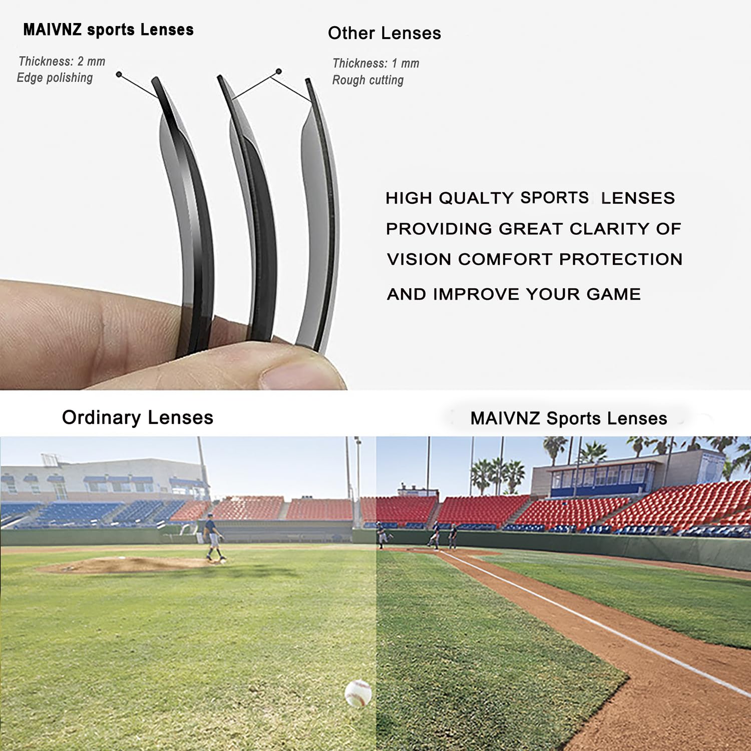 maivnz Okulary przeciwsłoneczne baseballowe dla mężczyzn i kobiet, lekkie, ochrona UV400, okulary sportowe do jazdy na rowerze, biegania, golfa, softballu, roweru