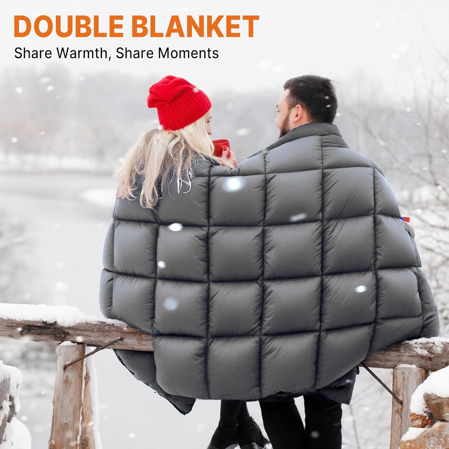 Mega Down Puffy Blanket for 2 Person Car Camping Outdoor Travel, Duck Down Lightweight Portable Soft Warm Cozy Camping Blanket, Christmas Stocking Stuffers Gifts - Image 5