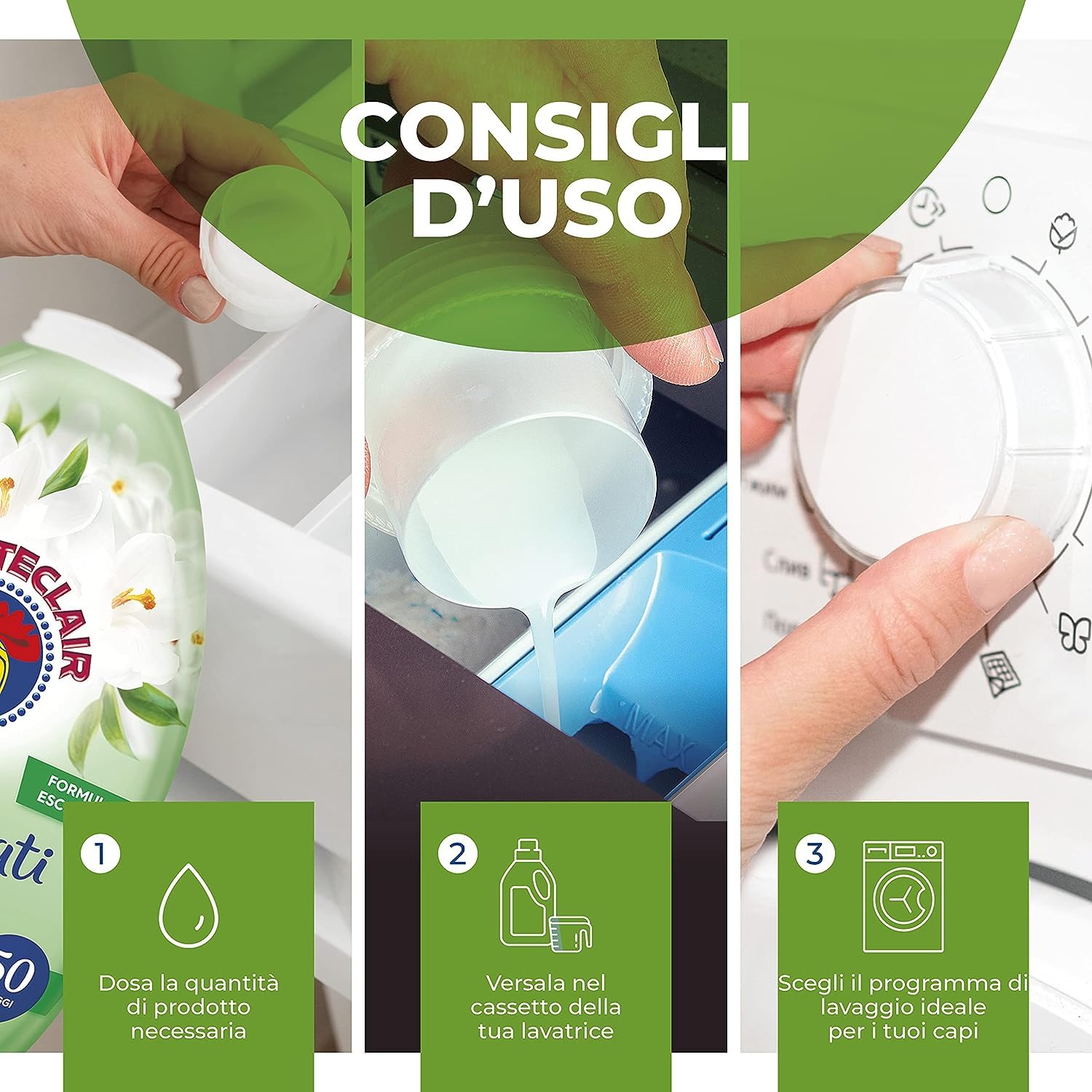 Ammorbidente Bucato Muschio Bianco – 1140 ml – 57 Lavaggi kit con Spugna Brandizzata SPESA & RISPARMIO Inclusa – Variazioni 4/8/12 Pezzi (12)