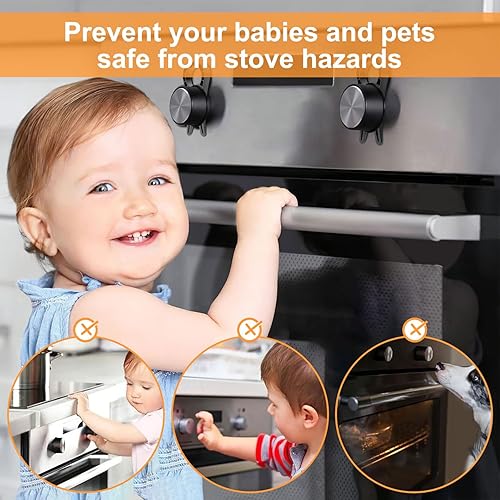 Miniatura 5 de Fundas para pomos de estufa, cubierta de seguridad para pomos de puerta para niños, 5 cerraduras de perilla de estufa de gas, cubiertas de perilla