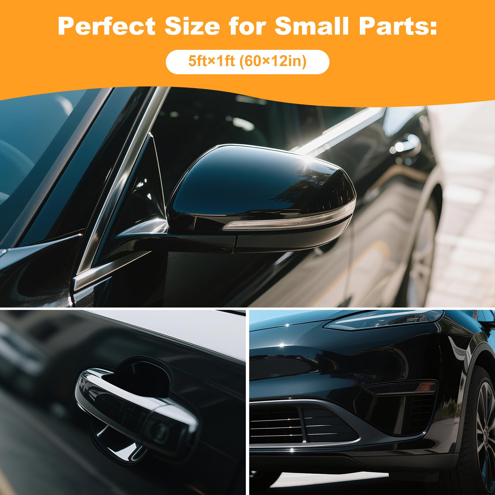 Vinyl Car Wrap, 5 ft. x 1 ft Vinyl wrap Gloss Premium Piano Black, Vehicle wrap for Automotive, DIY Interior Exterior, Car Moto Paint Protection Film Prevents Minor cuts and scrapes