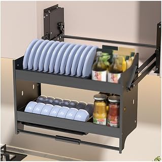 2 Tier Pull-Out Cabinet Organizer,Pull Down Kitchen Shelf Lifting Basket,Retractable Space Saving,Suitable for Kitchen,Bar,Cafe Cabinet and Pantry,Load Bearing 20kg (Size : 863x275x545mm) ()