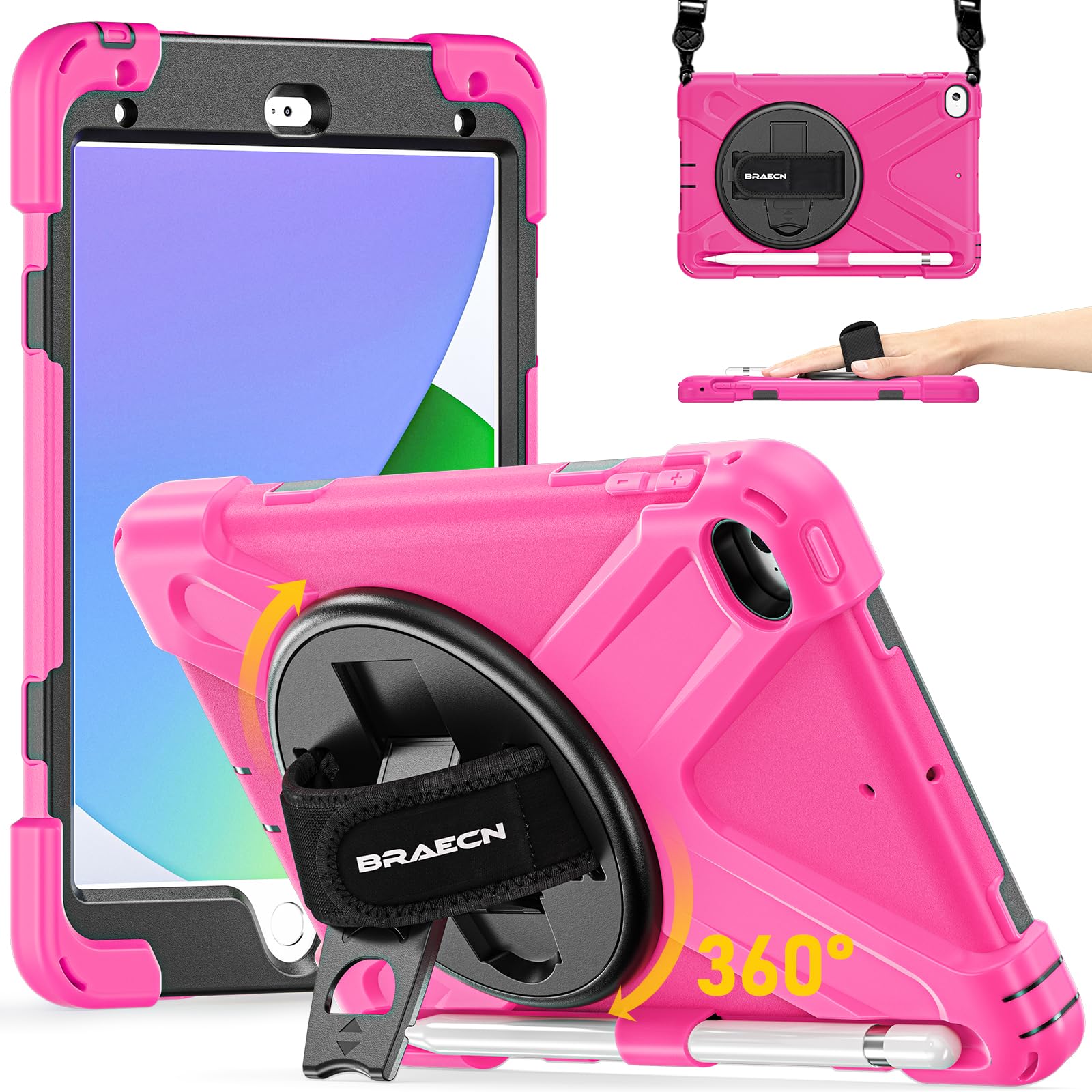 Funda para iPad Mini 5 con soporte para lápiz y correa de hombro ajustable 8