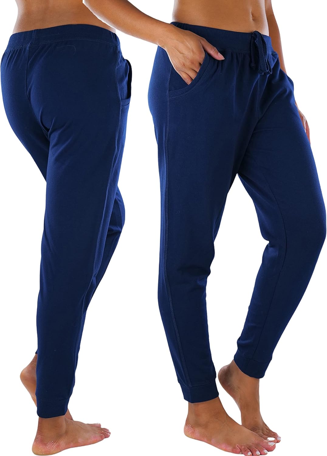 ToBeInStyle Women's Solid Print French Terry Jogger Pants Small Eclipse