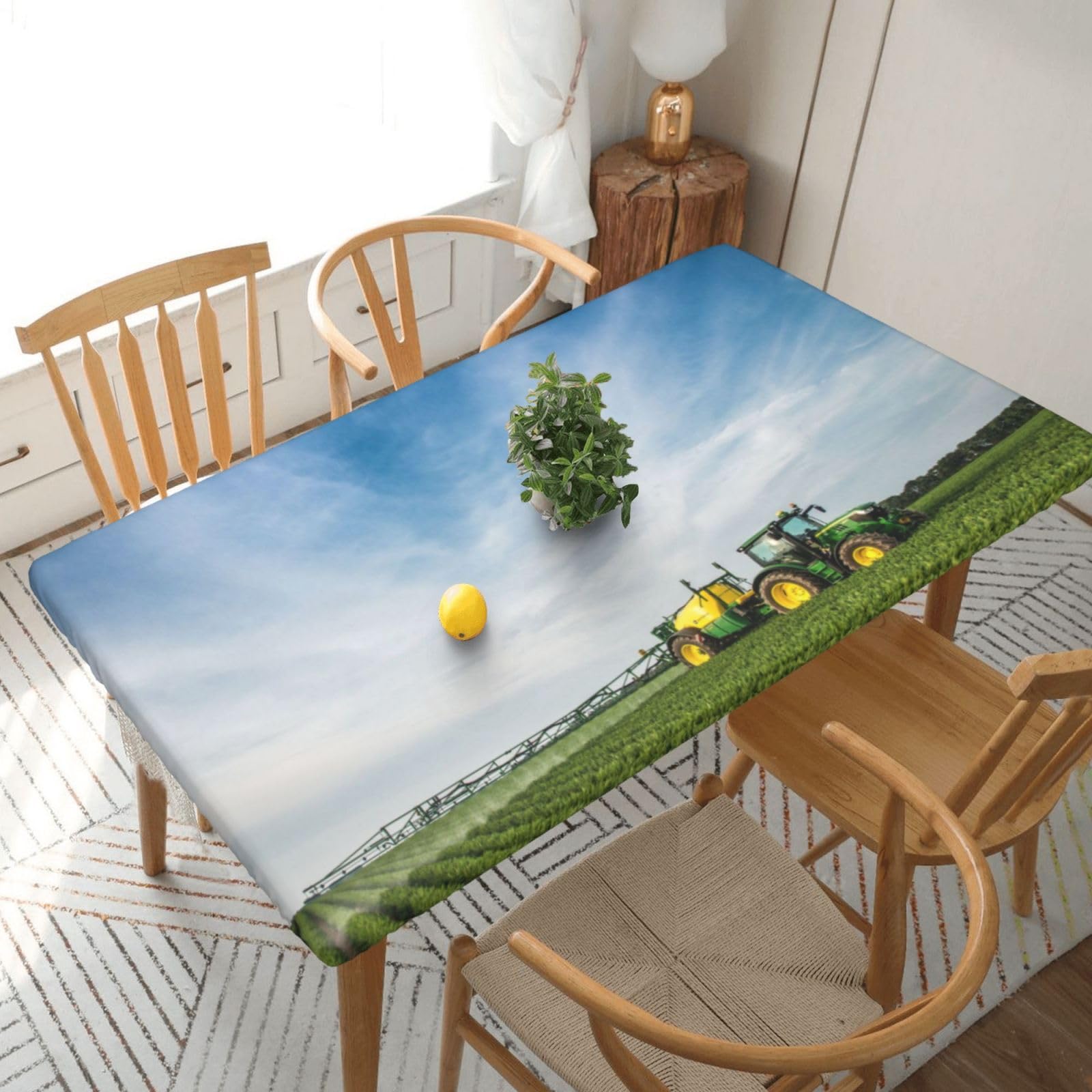 BNVSADC Tractor farm Printed 5FT Tablecloth Polyester Kitchen Water Resistant Table Cloth Dining Table Decoration Table Covers, 152x76 CM