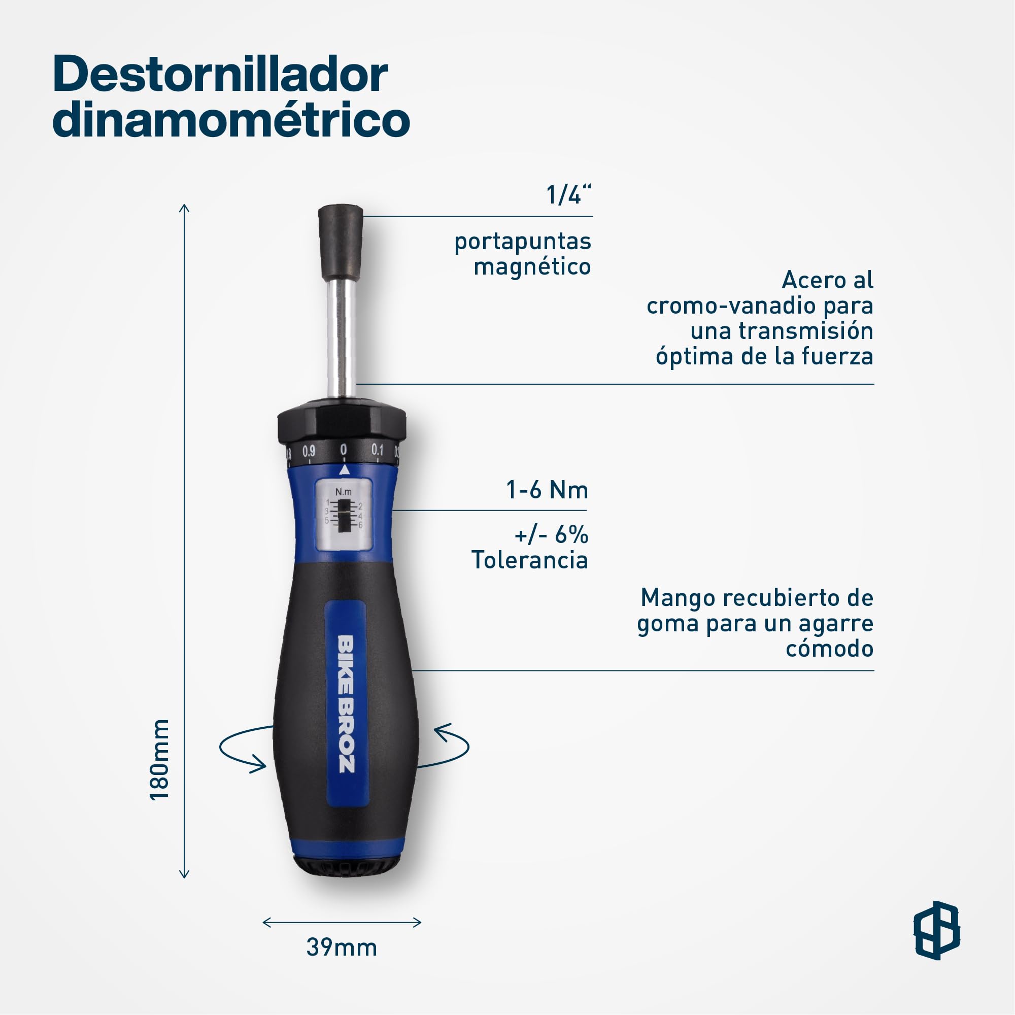 81664 - Llave dinamométrica para reparación de bicicletas (1/4 pulgadas, destornillador de par de torsión con soporte para puntas y traje derecho, 1-6 Nm, Spencer Screwtorque) | 70001