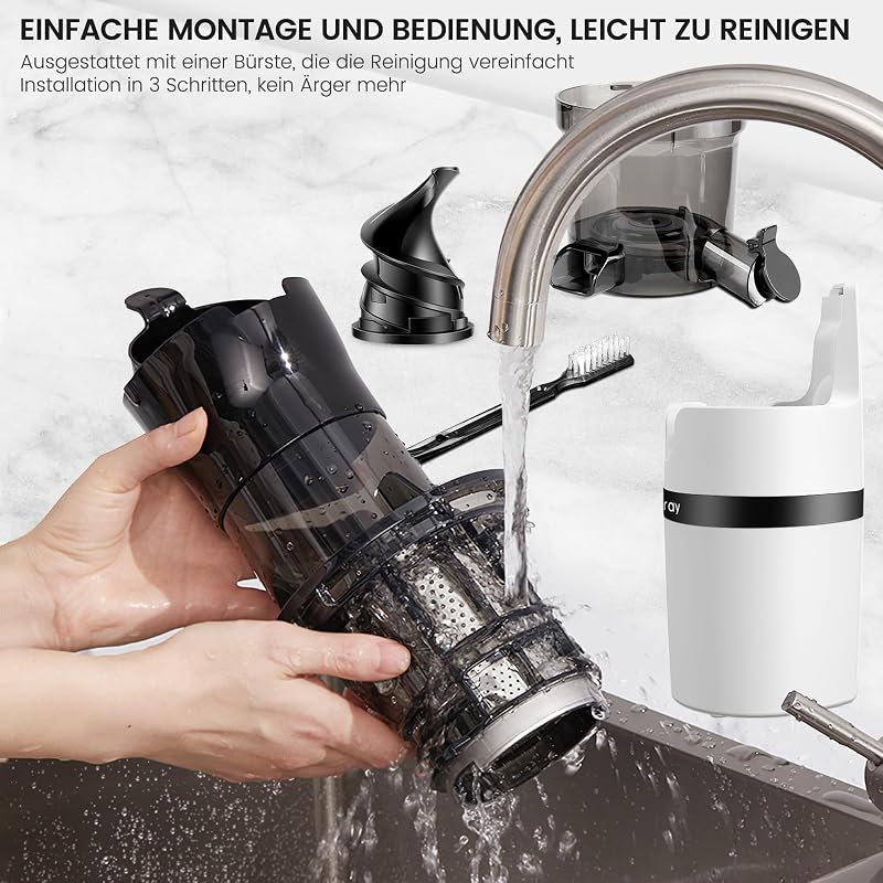 Keenray Lassú Gyümölcsfacsaró Hidegpréses Centrifuga 80mm Széles Szájjal, Csendes Motor, Fehér Színű Juice Extractor