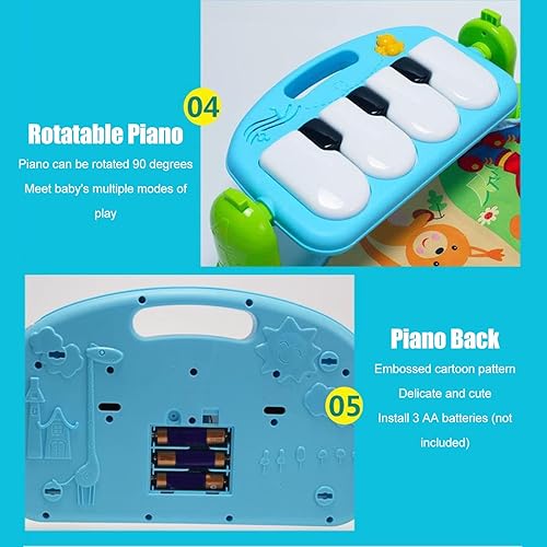 Miniatura 9 de Baby Kick Play Piano, Soft Touch Sensory Gym Mat with Music Lights and Removable Arch for Toddler Crawling Development