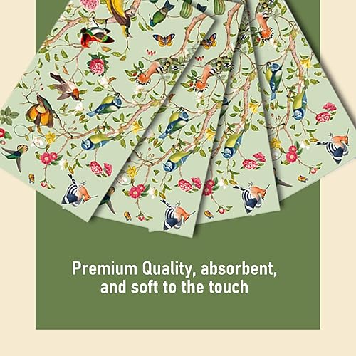 Miniatura 2 de 100 toallas de mano desechables, servilletas de papel vintage con diseño floral de pájaro de acuarela, servilletas de invitados con flores