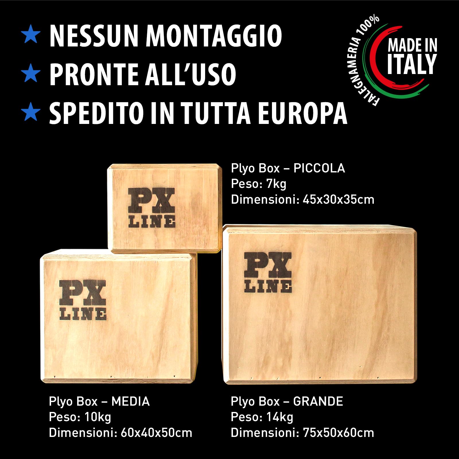 PLYOBOX Line – Plyo Box in Legno 3 in 1 - già Montata | Box Pliometrico Home Gym e Palestra - Crossfit, Salto, Functional Training – Artigianale e Made in Italy.