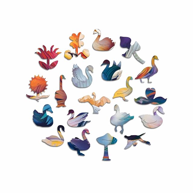 Foto 3 de 4 de Iconic Puzzles - Cisnes Majestuosos, Animales de fantasía, Puzzle de Madera 100% Sostenible, Regalos…