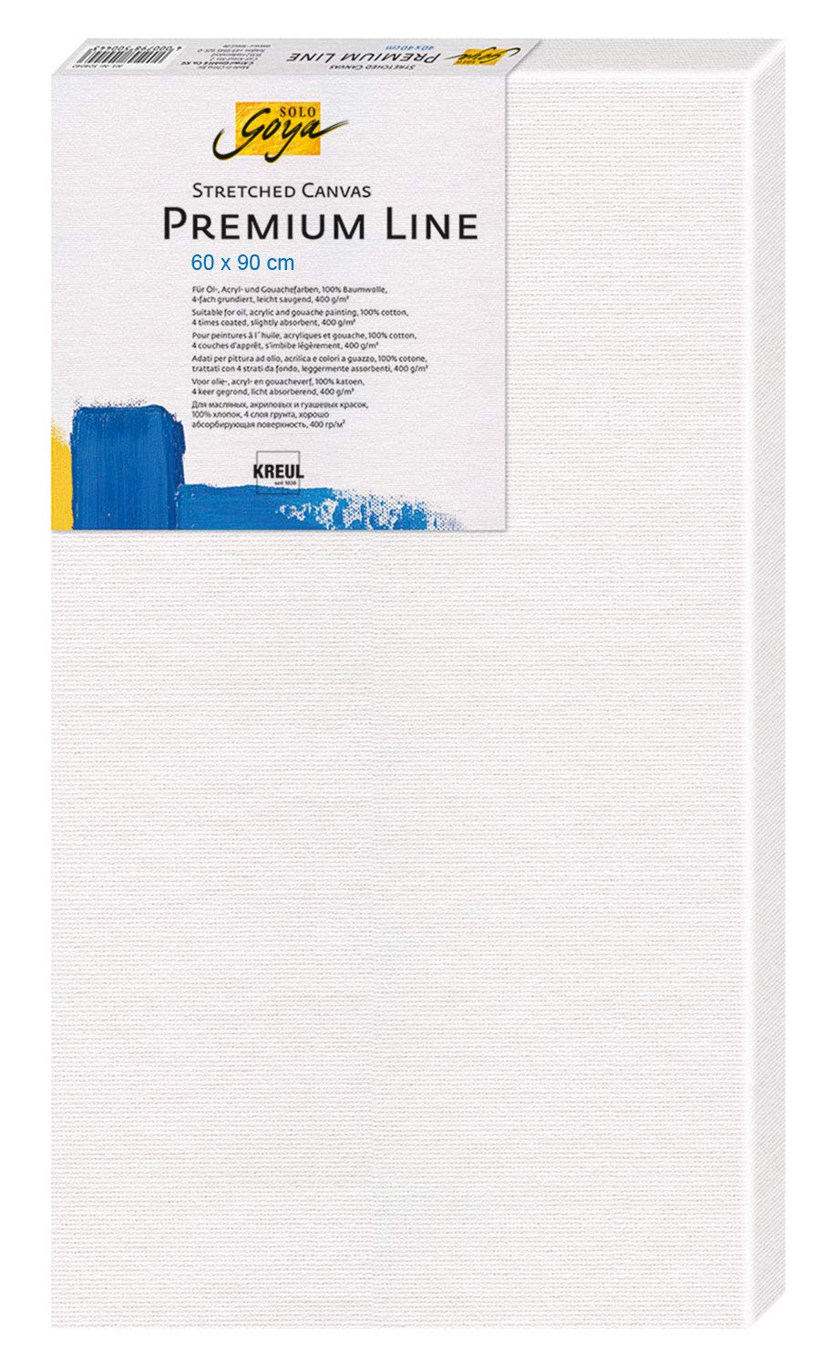 KREUL 506090 - Solo Goya Stretched Canvas Premium Line, châssis 60 x 90 cm de qualité supérieure, toile en coton avec 4 couches d'apprêt, pour huile, acrylique et gouache