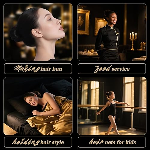 Miniatura 4 de Smilco Hair Net 100 Pcs, 22 Inches Hair Nets Elasticity Invisible Elastic Mesh for Food Service, Ballet Bun, Sleeping, Women and Wig (100, Black)