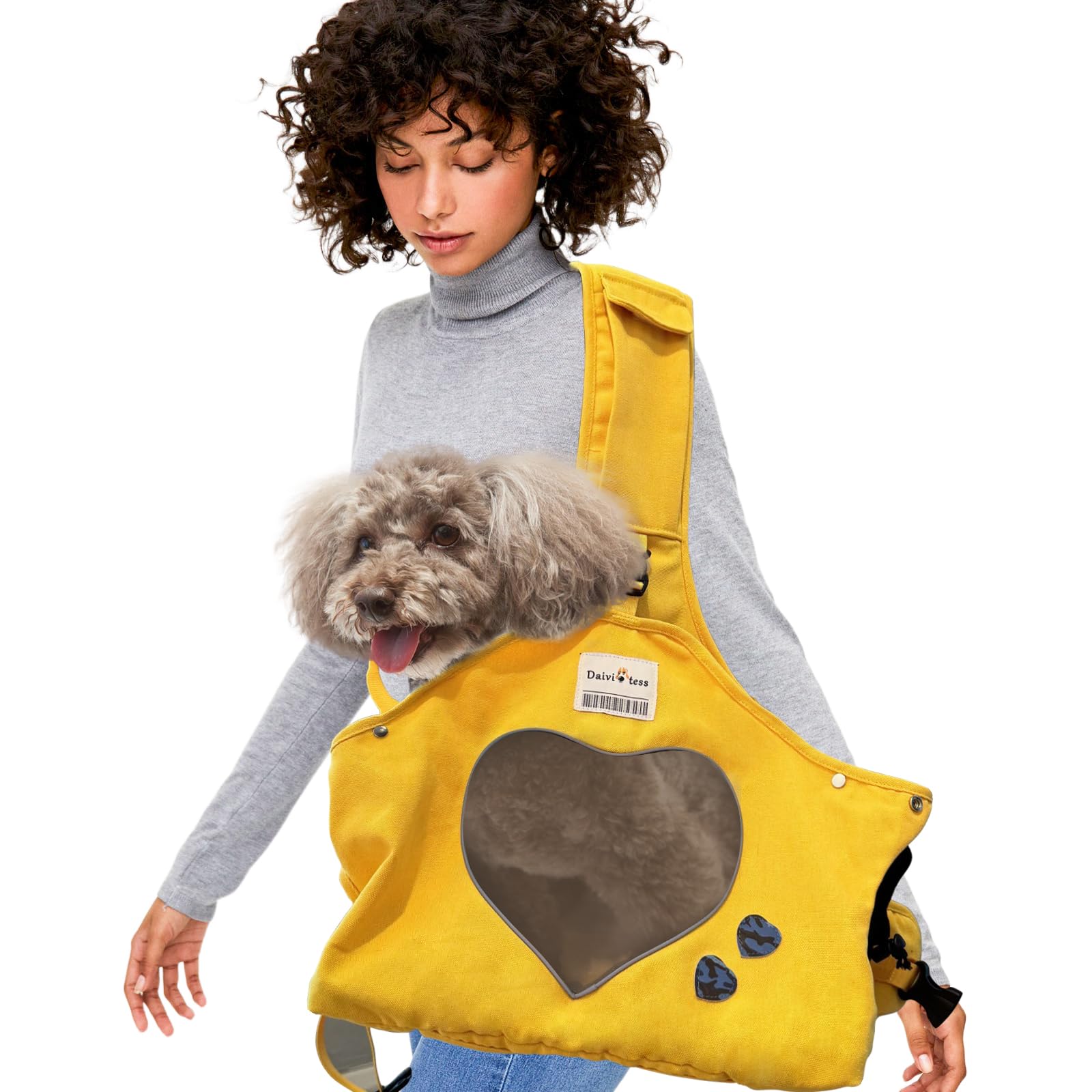 PETCUTE Borsa da trasporto per cani regolabile, tracolla ergonomica a mani libere per animali medi (10 kg max.) - Uso esterno/viaggio/metropolitana (giallo)