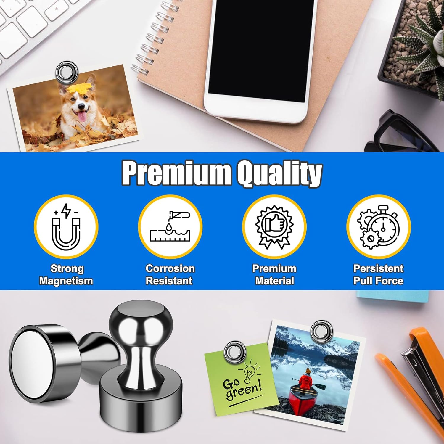 120 PCS Whiteboard Magnets, Small Strong Fridge Magnets, Magnetic White Board for Refrigerator, Black Magnetic Clips Heavy Duty for Kitchen, Office, Gadgets, Classroom, Desk Accessories - Image 3