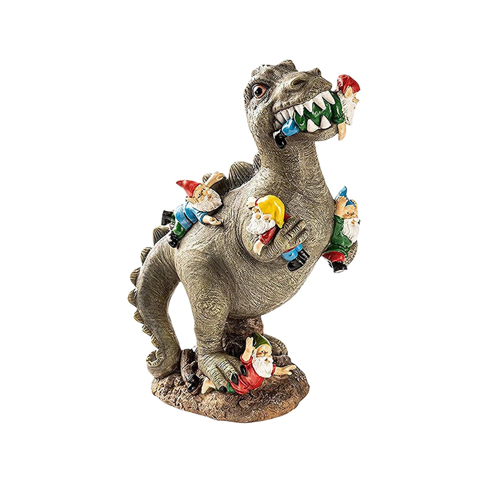 DELITLS Garden Gnome Statues Outdoor Decor, Dinosaur Garden Statue, Outdoor Funny Figurine Art Decor, Sculpture Resin Ornament Dragon Statue for Patio, Lawn, Yard Decoration